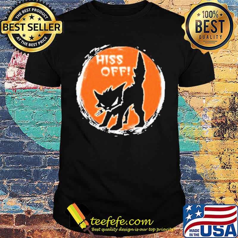 Black Cat Hiss Off Halloween Moon shirt