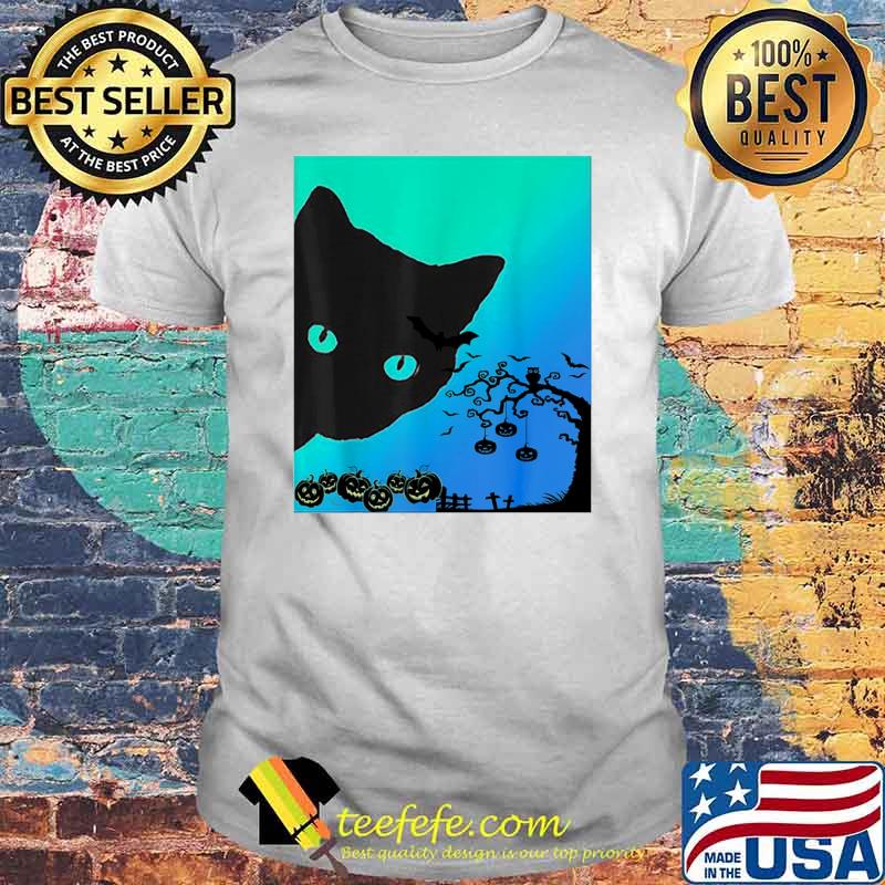 Black cat pumking halloween shirt