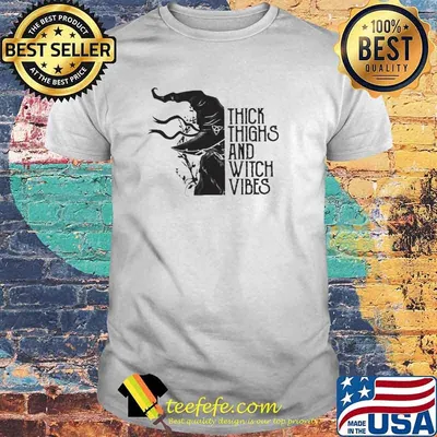 Black Cat thick thighs and witch vibes Halloween shirt