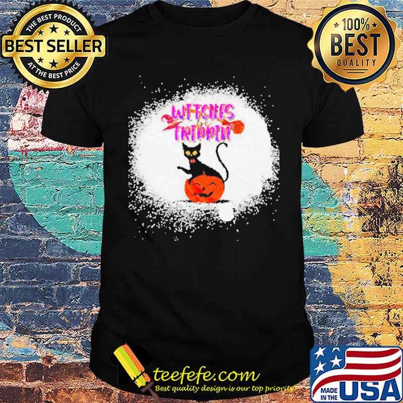 Black cat witches be trippin bleached shirt Black cat witches be trippin bleached shirt