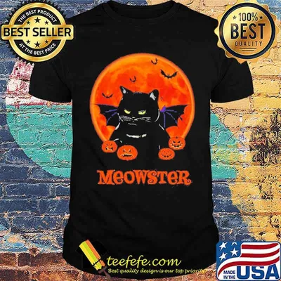 Black Cats meowster Halloween Blood Moon shirt
