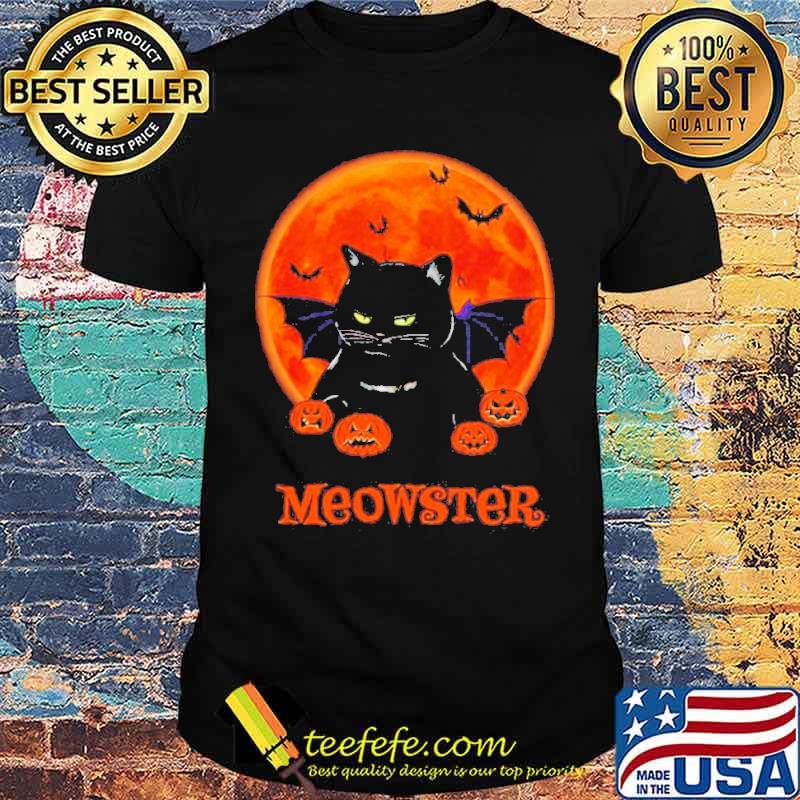 Black Cats meowster Halloween Blood Moon shirt