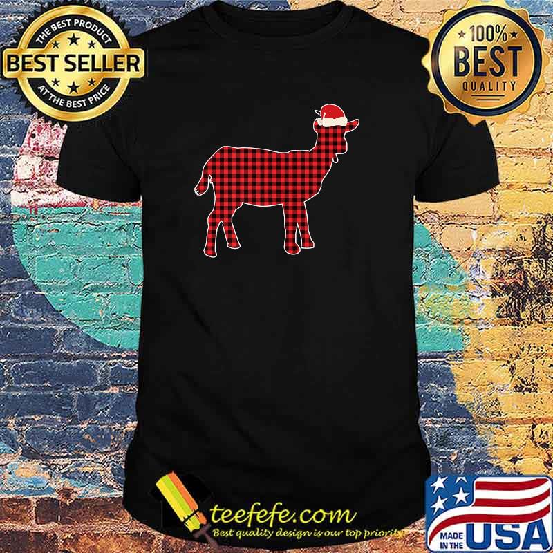Black red Buffalo With Christmas Hat Christmas T-Shirt