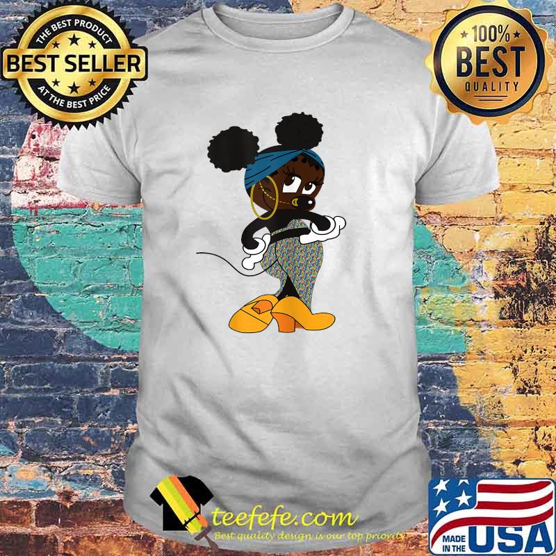 Black woman with curly hair fahion rat costume T-shirt