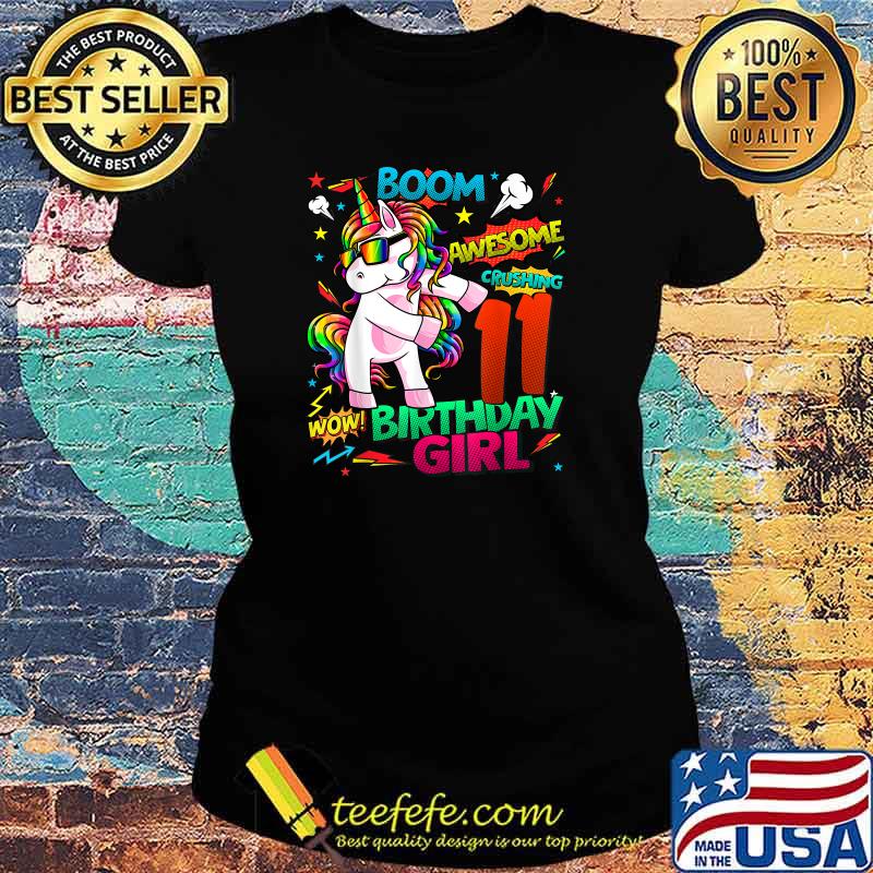 Boom Wow Awesome Unicorn Flossing 11th Birthday T-Shirt Ladies tee Boom Wow Awesome Unicorn Flossing 11th Birthday T-Shirt Ladies tee