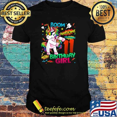 Boom Wow Awesome Unicorn Flossing 11th Birthday T-Shirt