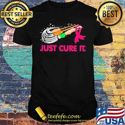 Breast cancer awareness broomsticks and ribbon just cure it shirt