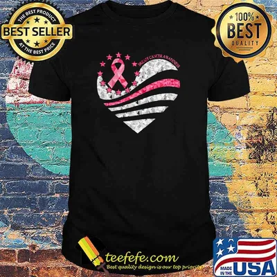 Breast cancer awareness heart usa flag shirt