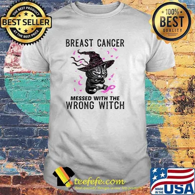 Breast Cancer Messed With The Wrong Witch Black Cat T-Shirt