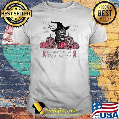 Cancer Is A Real Witch Breast Cancer Awareness Its No Trick Its No Treat Grumpy Cat And Pumpkin Shirt