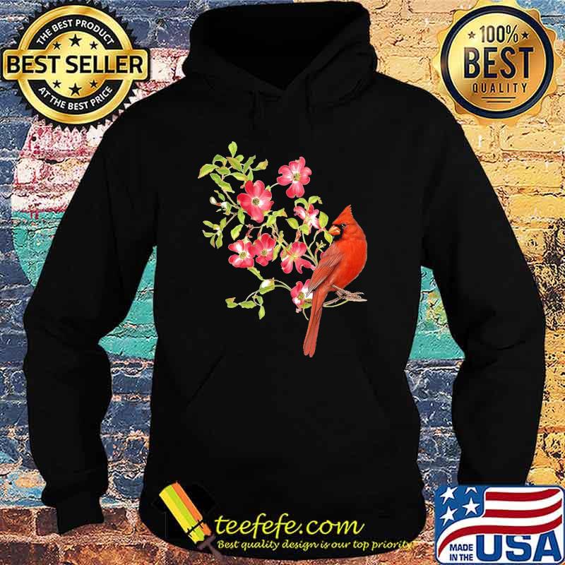 Cardinal Bird And Pink Flowering s Hoodie Cardinal Bird And Pink Flowering s Hoodie