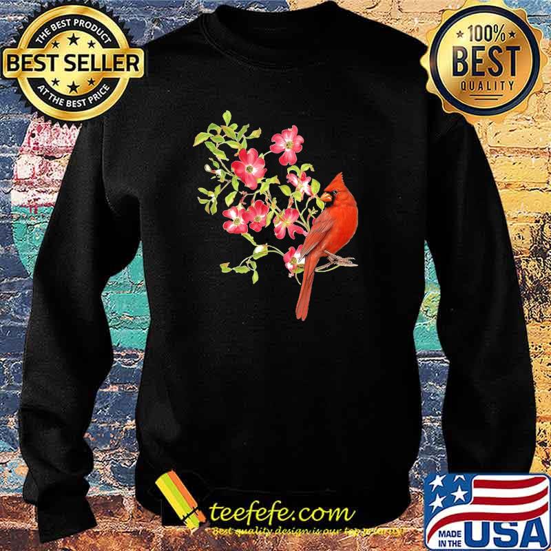 Cardinal Bird And Pink Flowering s Sweater Cardinal Bird And Pink Flowering s Sweater