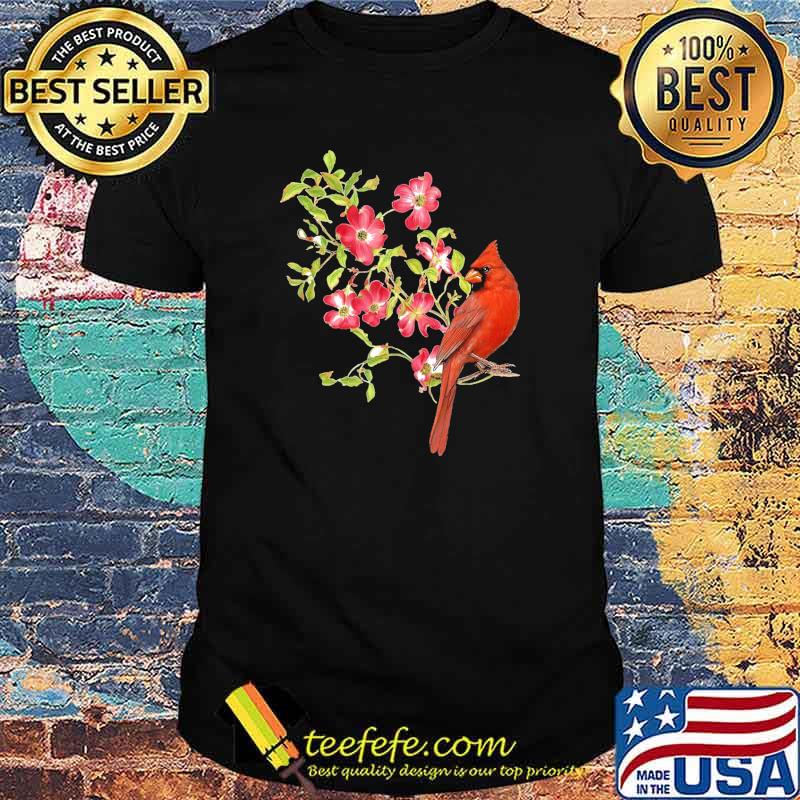 Cardinal Bird And Pink Flowering shirt