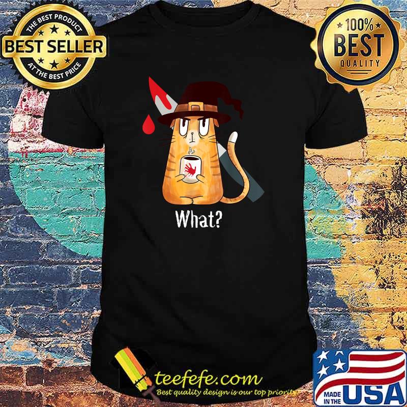 Cat What Murderous Witch Cat With Knife Halloween Costume T-Shirt