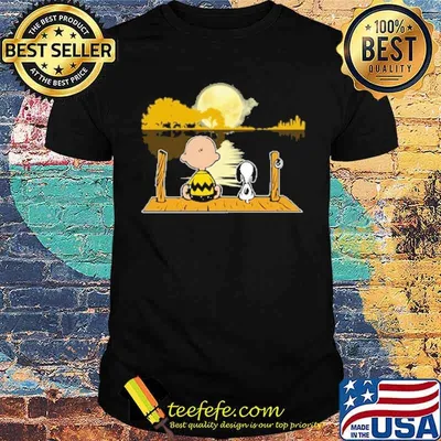 Charlie and snoopy watching moon on the lake shirt