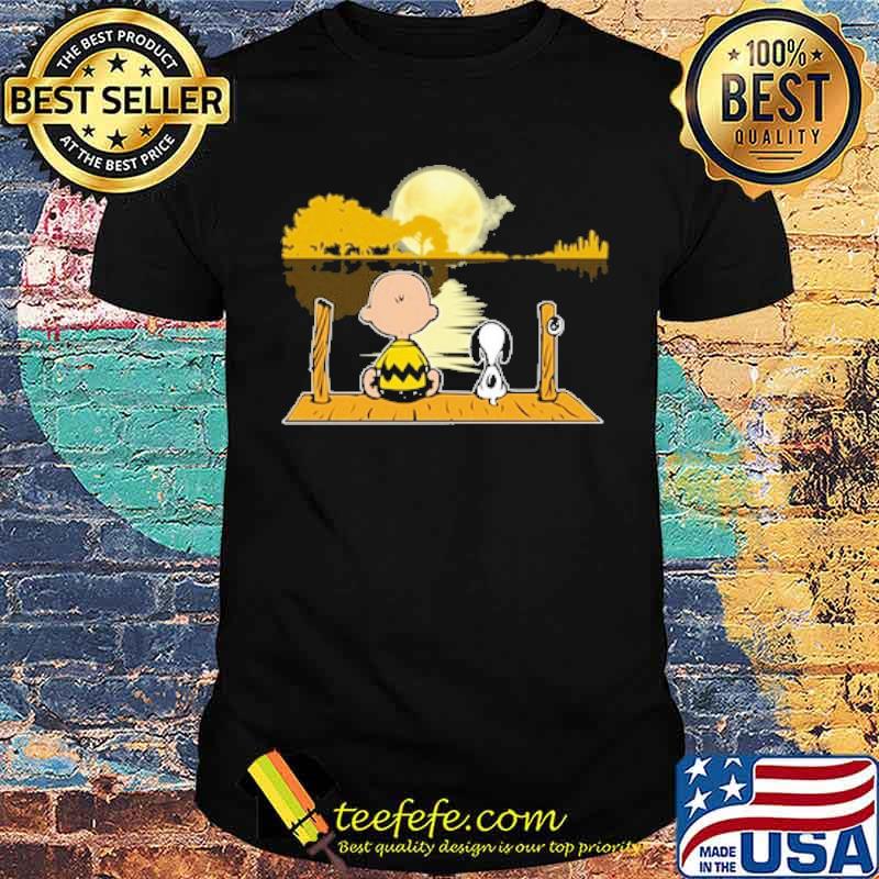 Charlie and snoopy watching moon on the lake shirt