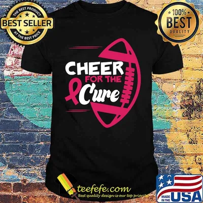 Cheer For The Cure Football Pink Ribbon Breast Cancer T-Shirt