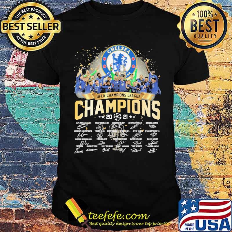 Chelse football ufea champions league champions 2021 signatures shirt Chelse football ufea champions league champions 2021 signatures shirt