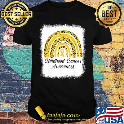 CHILDHOOD CANCER AWARENESS BLEACHED LEOPARD RAINBOW GOLD SHIRT