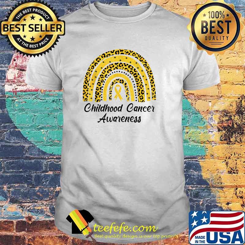 Childhood Cancer Awareness shirt Rainbow Leopard Ribbon T-Shirt
