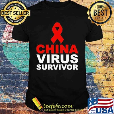 China Virus Survivor Ribbon Red Shirt