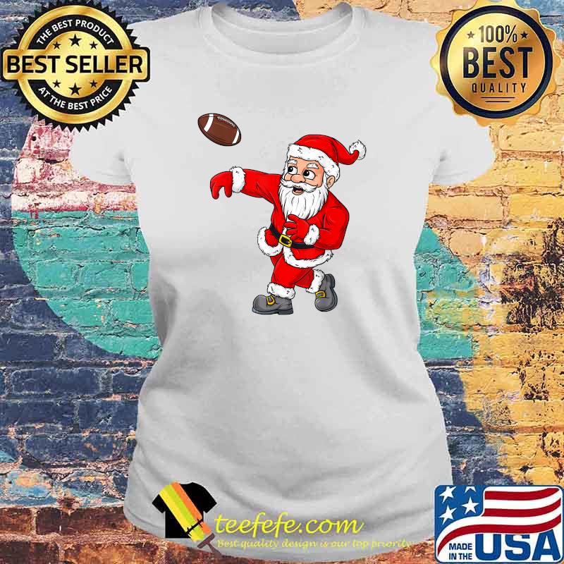 Christmas Santa Claus Football Quarterback T-Shirt Laides tee Christmas Santa Claus Football Quarterback T-Shirt Laides tee