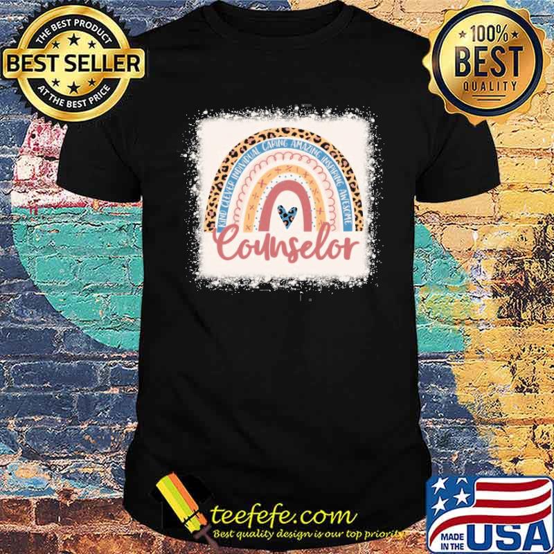 Counselor Rainbow Leopard King Clever Imdividual Caring Amazing Bleached School Counselor Shier