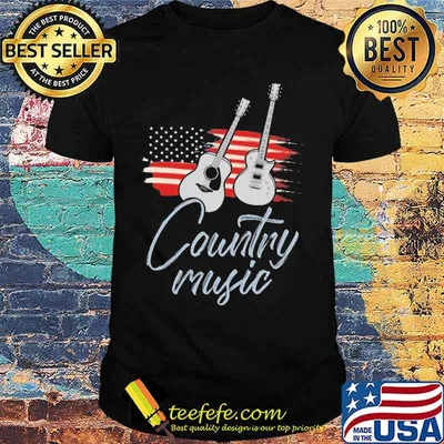 Country Music Guitar American Flag Shirt