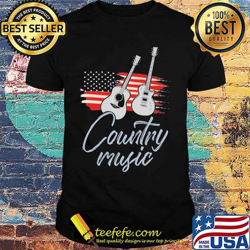 Country Music Guitar American Flag Shirt