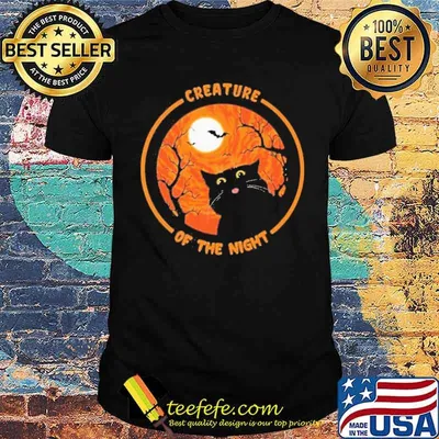 Creature Of The Night Blood Moon Halloween Black Cat Shirt
