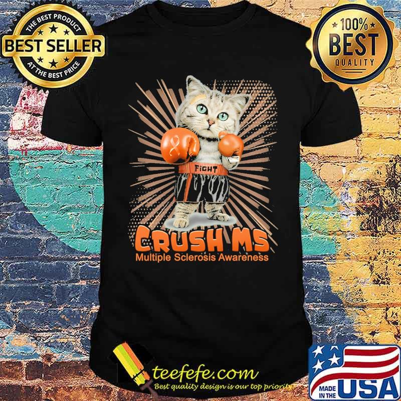 Crush ms multiple sclerosis awareness cat boxing shirt Crush ms multiple sclerosis awareness cat boxing shirt