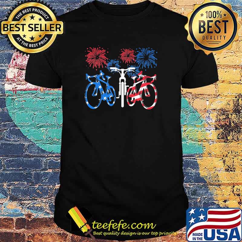 Cycling US Flag Independence Day Firework Shirt
