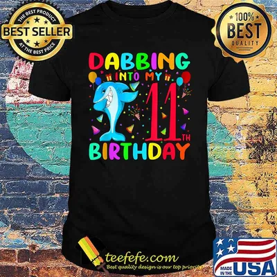 Dabbing Shark 11 Years Old Boys Girls 11th Birthday Party T-Shirt