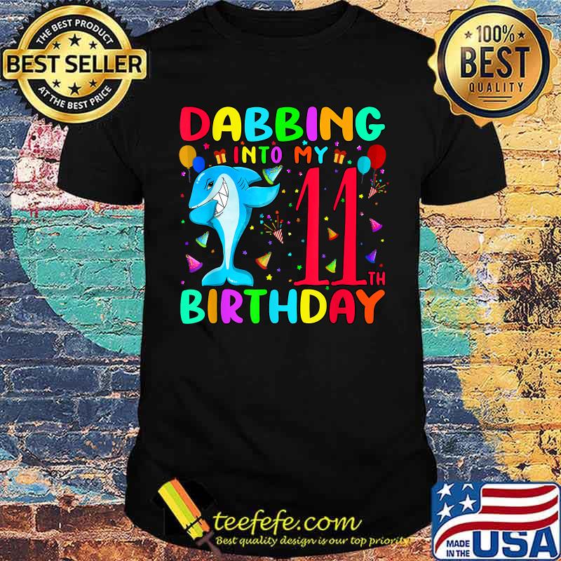 Dabbing Shark 11 Years Old Boys Girls 11th Birthday Party T-Shirt