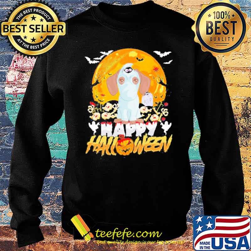 Dachshund Ghost And Moon Happy Halloween Shirt Sweater Dachshund Ghost And Moon Happy Halloween Shirt Sweater