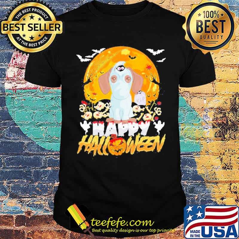 Dachshund Ghost And Moon Happy Halloween Shirt