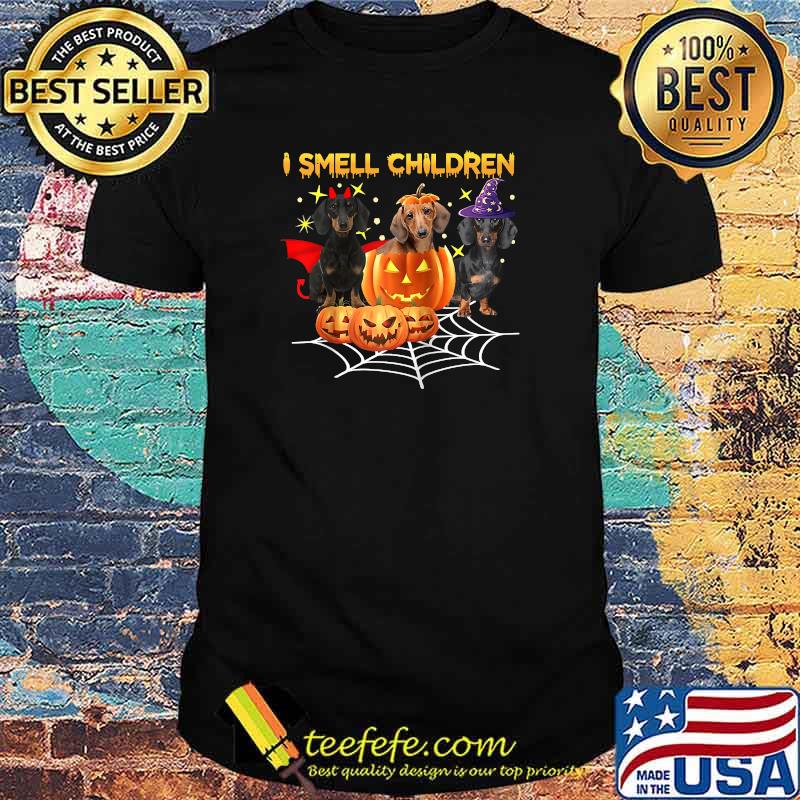 Dachshund Pumpkin I Smell Children Halloween T-shirt