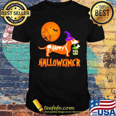 Dachshund trock or treat Happy Halloweiner Blood moon shirt