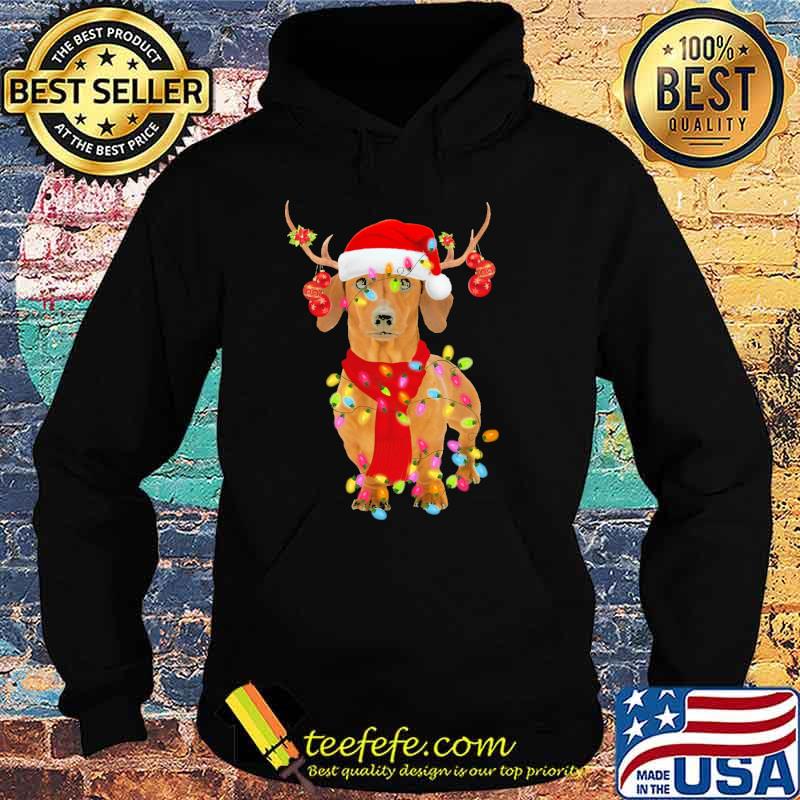 Dachshund Wear hat Santa Lights Christmas Shirt Hoodie Dachshund Wear hat Santa Lights Christmas Shirt Hoodie