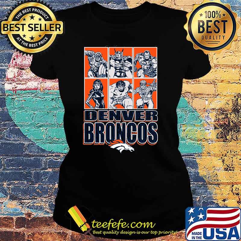Denver Broncos Disney Marvel Avengers Line-Up s Ladies tee Denver Broncos Disney Marvel Avengers Line-Up s Ladies tee