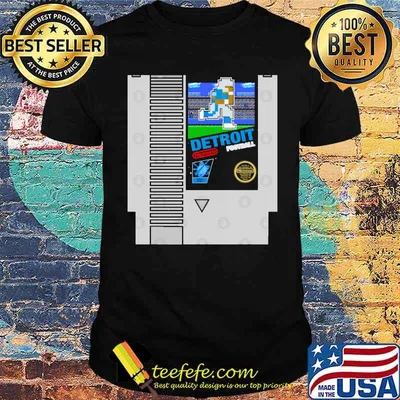 Detroit Football 8 bit cartridge design Baseball shirt