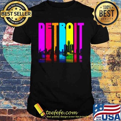 Detroit Michigan Cityscape Skyline Baseball shirt