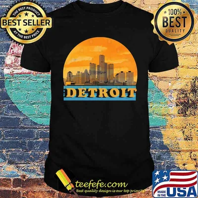 Detroit Skyline Vintage Silhouette Baseball shirt