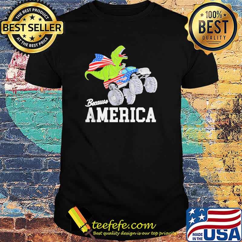 Dinosaur because American flag shirt