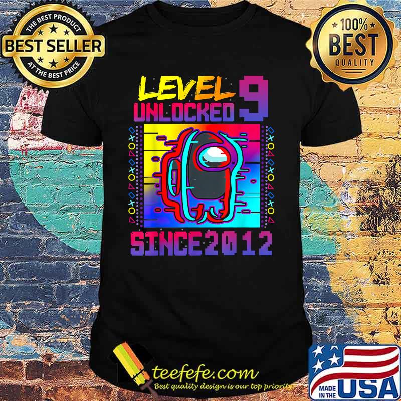 Disstressed Level 9 Among Unlocked With Us 9th Birthday T-Shirt