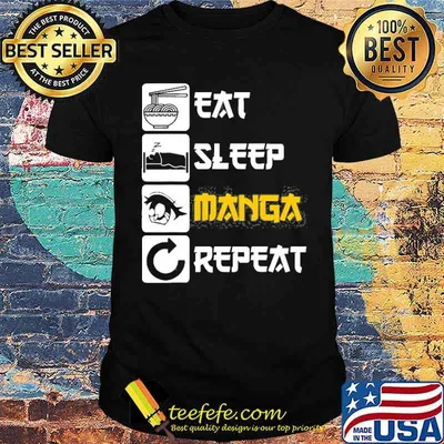 Eat Sleep Manga Repeat Japan Saying Cosplay Shirt