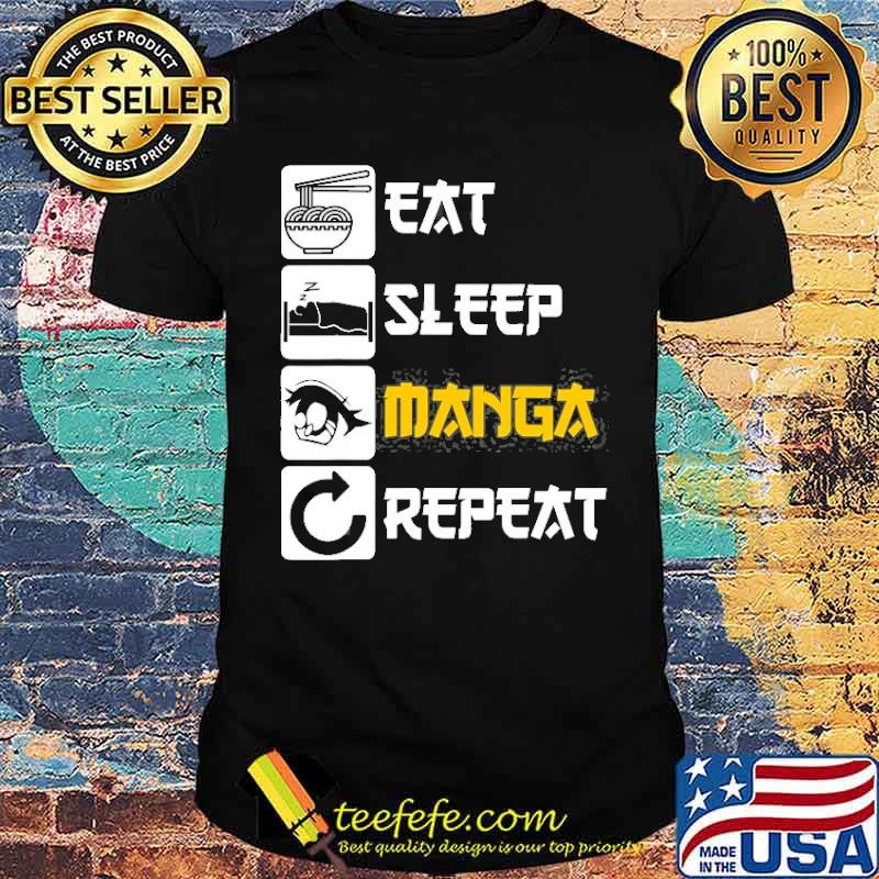 Eat Sleep Manga Repeat Japan Saying Cosplay Shirt