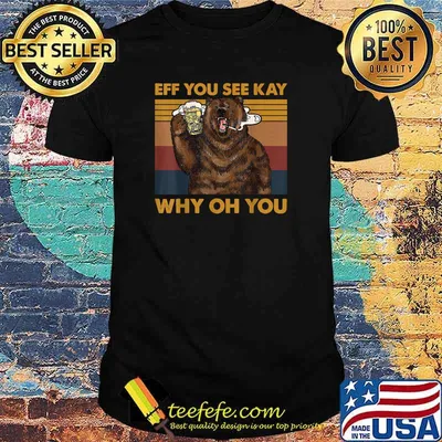 Eff You See Kay Why Oh You Bear Drink Beer Retro Vintage T-Shirt