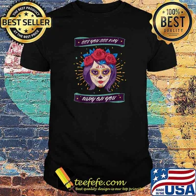 Eff You See Kay Why Oh You Scary skull with flowers Halloween T-Shirt