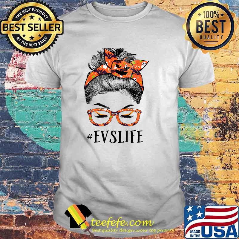 EVS Women Messy bun Pumpkin Halloween Spider T-Shirt EVS Women Messy bun Pumpkin Halloween Spider T-Shirt